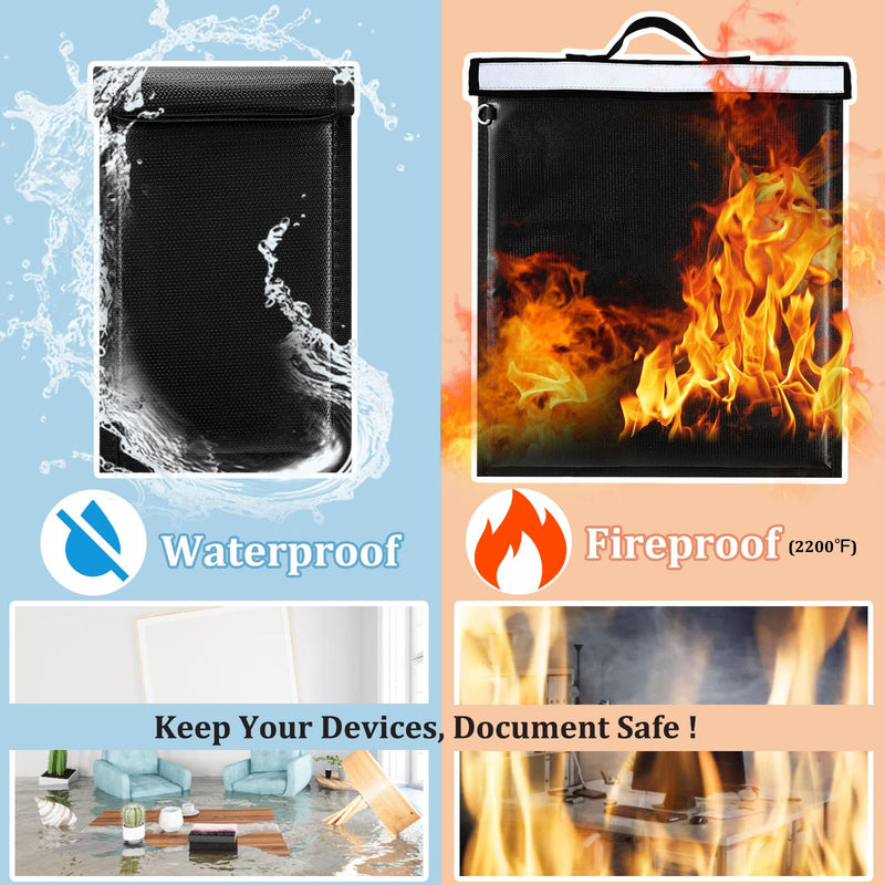 Large Faraday Bag with Handle & 1 X Faraday Bags for Phones, 16''x19'' Block Signal Faraday Cage, Waterproof & Fireproof Faraday Key Fob Protector with Reflective Strip, Anti-Theft Faraday Pouch 2200℉ 2pcs