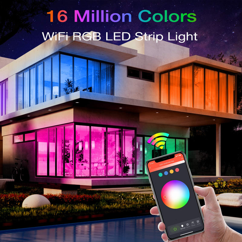 WiFi Smart Led Strip Lights 25ft, 1 Roll of 25ft Compatible with Alexa, hyrion RGB Led Light Strips, 16 Million Colors App Controlled Sync to Music Led Lights for Bedroom