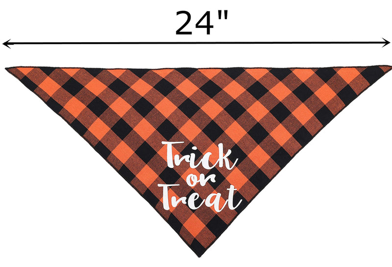 Halloween Dog Bandana -Orange Plaid Pet Scarf