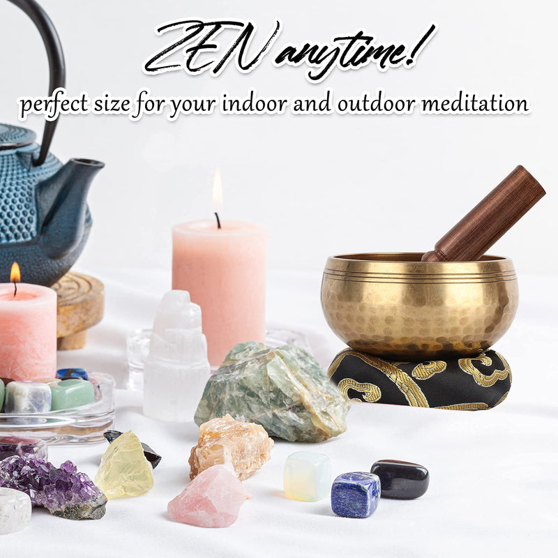 [AUSTRALIA] - Tibetan Singing Bowls Set-100% Handmade Sound Bowl Meditation Set for Meditation, Yoga, Chakra, Sound Healing, Perfect Christmas Gifts for Women (3.15" Classic Hammered) 3.15" Classic Hammered 