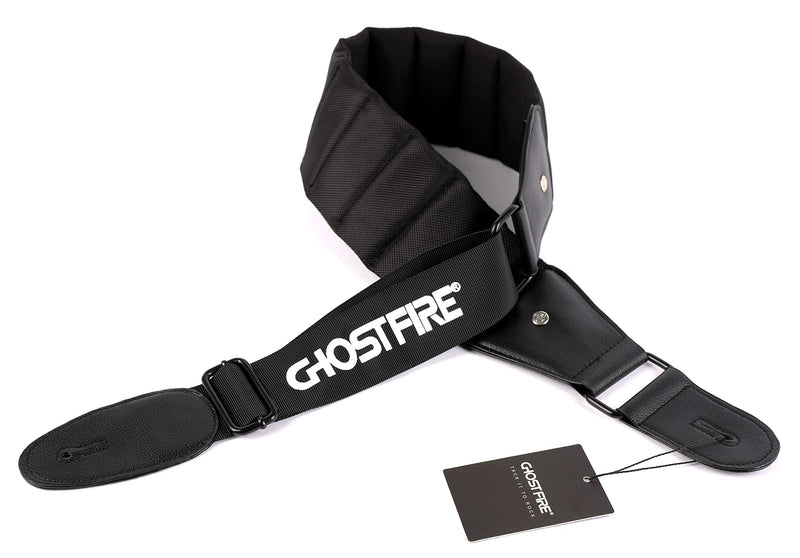 GHOST FIRE Guitar Strap,for Bass & Electric Guitar 3.3" Wide, Length from 43" to 50", Space memory elastic cotton-black (Standard) Standard