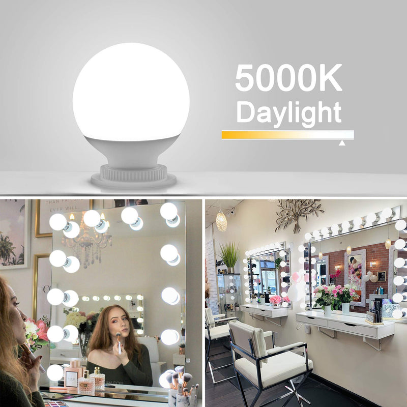 LED G25 Vanity Light Bulbs E26 Base, Daylight 5000K 60W Equivalent Globe Shape, Hansang LED Bathroom Makeup Mirror Light Bulbs 5W 500LM, Ideal for Bathroom Vanity or Mirror Non-dimmable, 4 Pack G25 5000K(daylight)