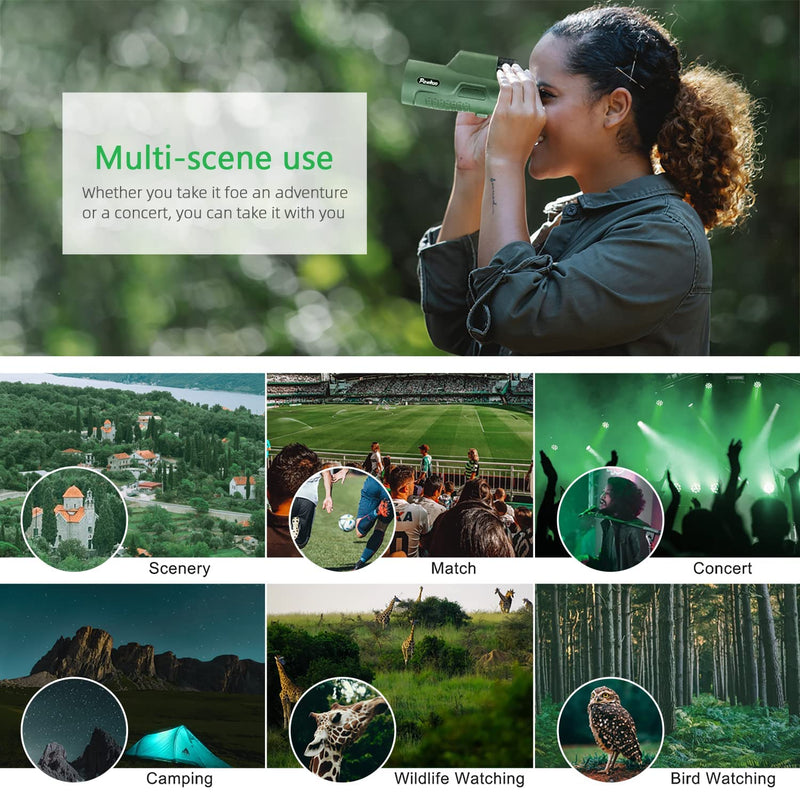 Pankoo 12X50 Monoculars for Adults High Power Monocular Telescope for Wildlife Bird Watching Hunting Camping Travel Secenery with Smartphone Holder & Tripod