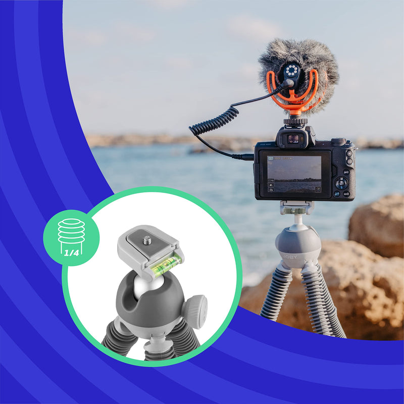 JOBY PodZilla Large Flexible Tripod with Ball Head Included, for Compact Mirrorless Cameras or Devices up to 2.5kg, Gray, JB01661-BWW