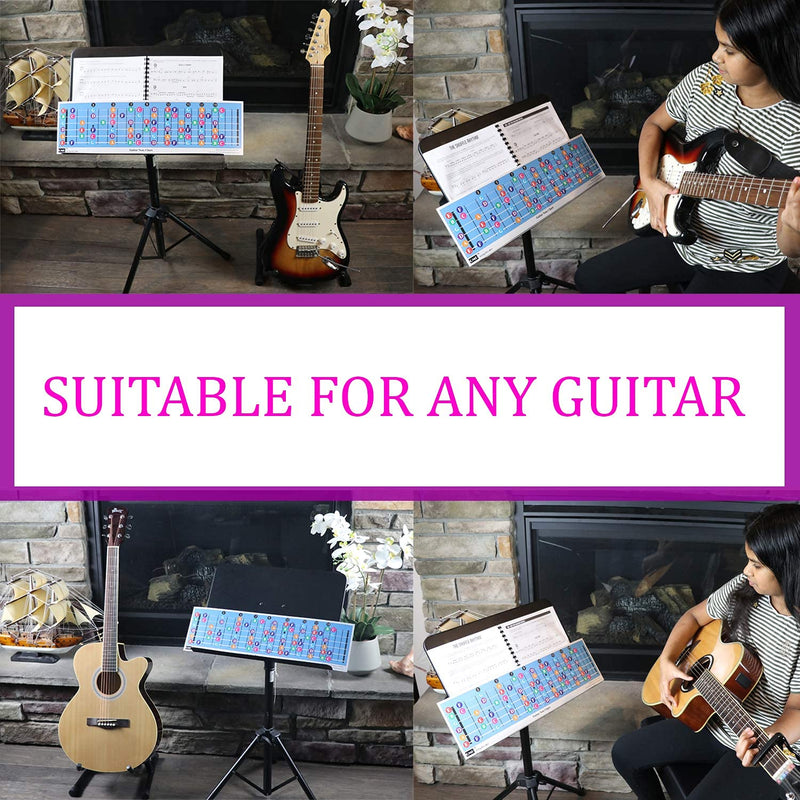 Color Coded Guitar Fretboard Note Chart, Learn to Play Guitar and Music Theory, Suitable for all, Made in USA 20 Fret Guitar