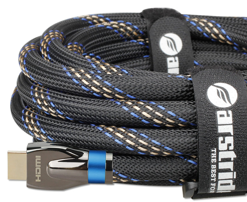 4K HDMI Cable/HDMI Cord 12ft - Ultra HD 4K Ready HDMI 2.0 (4K@60Hz 4:4:4) - High Speed 18Gbps - 26AWG Braided Cord-Ethernet /3D / HDR/ARC/CEC/HDCP 2.2 / CL3 by Farstrider 12 Feet Blue