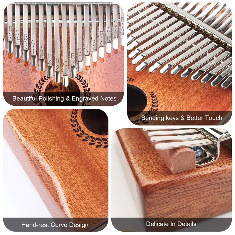 Kalimba 17 Keys Thumb Piano, Easy to Learn Portable Musical Instrument Gifts for Kids Adult Beginners with Tuning Hammer and Study Instruction. Known as Mbira, Wood Finger Piano