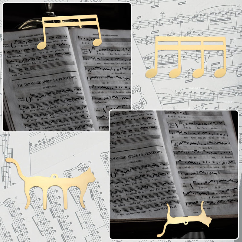 2Pcs Music Book Clip, Metal Music Book Clip Page Holder Music Stand Clips Sheet Music Clips for Piano Keyboard Stands Books (Gold)