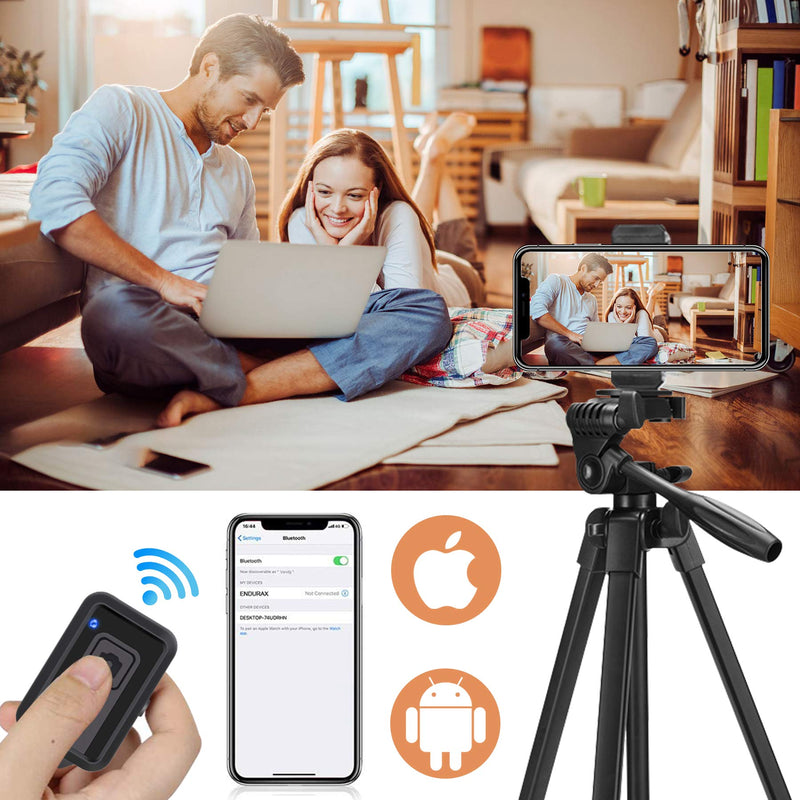 LINKCOOL Phone Tripod, 54 inches Lightweight Camera Tripod with Phone Holder Mount & Wireless Remote Shutter for Travel and Video Shooting Compatible with iOS/Android Smartphones/Camera 320