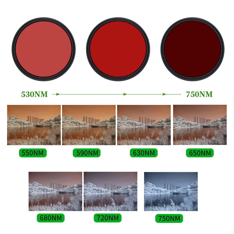 [AUSTRALIA] - Fotga 52mm Six-in-One Adjustable Infrared IR Pass X-Ray Lens Filter 530nm to 650nm 680nm 720nm 750nm 