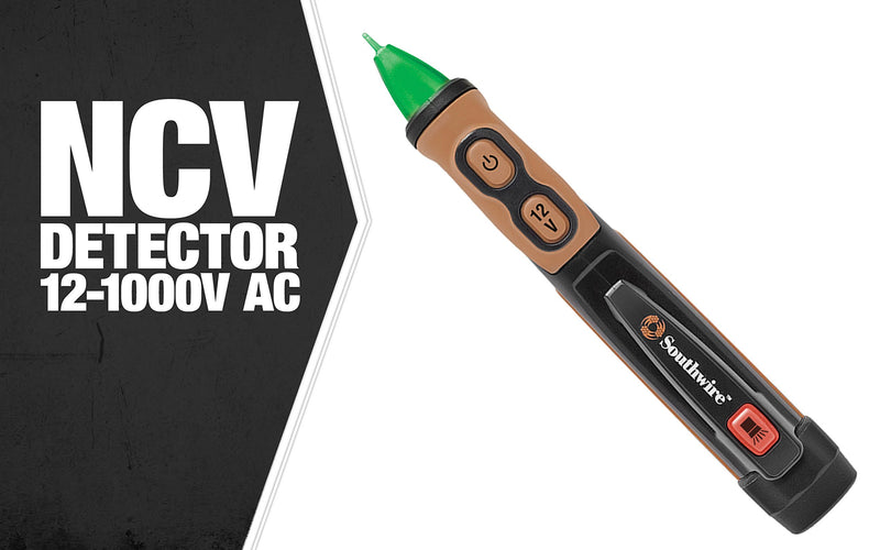 Southwire 40150N Advanced AC Non Contact Voltage Tester Pen, Dual Range 12-1000VAC/100-1000VAC, Non Contact Voltage Detector with LED Flashlight, 6' drop test rated, and IP67 waterproof, NCVT