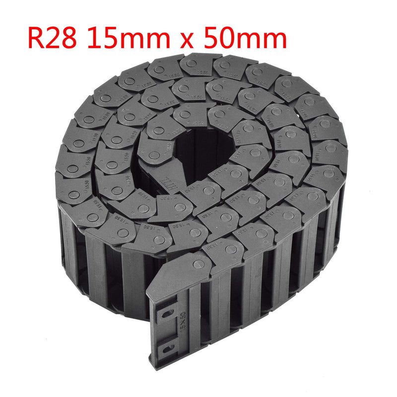 [AUSTRALIA] - Plastic Drag Chain Cable Carrier Closed Type with End Connectors R28 15 x 50mm L1000mm for Electrical CNC Router Machines 