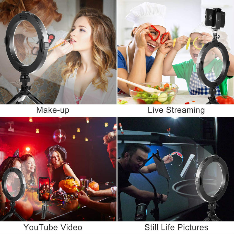 8" LED Ring Light with Tripod Stand & Phone Holder for Live Streaming & Makeup, Mini Desk Camera Ringlight with Remote Shutter for Photography/YouTube Video, Compatible with iPhone Android Phone Height 13.5in