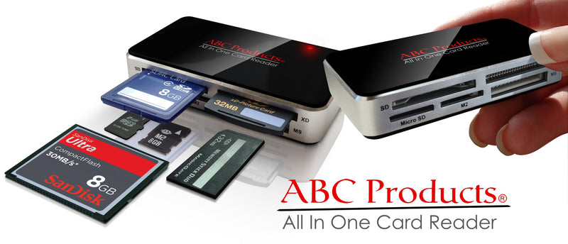 ABC Products All in One USB Multi Digital Camera, Cell Phone, Mobile Picture Memory Card Reader Writer USB Plug n Play Digital Photo Frame Transfer, Reads All Cards Except Smart Media Cable Included