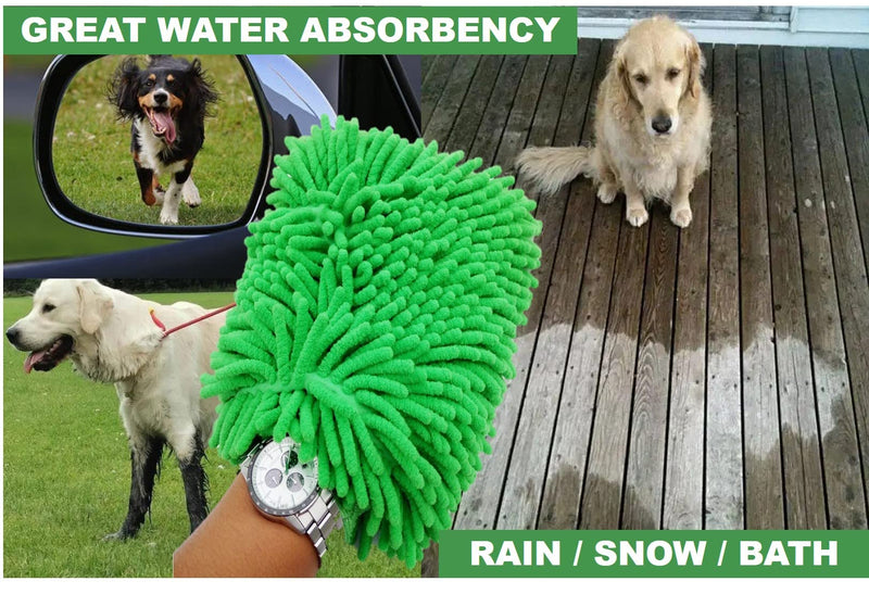 QUALIALL, Dusting Cloths Mitt, Modified Chenille Dust Wipes, A No-dust Fly Duster for Sensitive Surfaces, A Must-Have Household Cleaning Tool for Busy Bodies, Clean and Fast, Green, 10x8inch