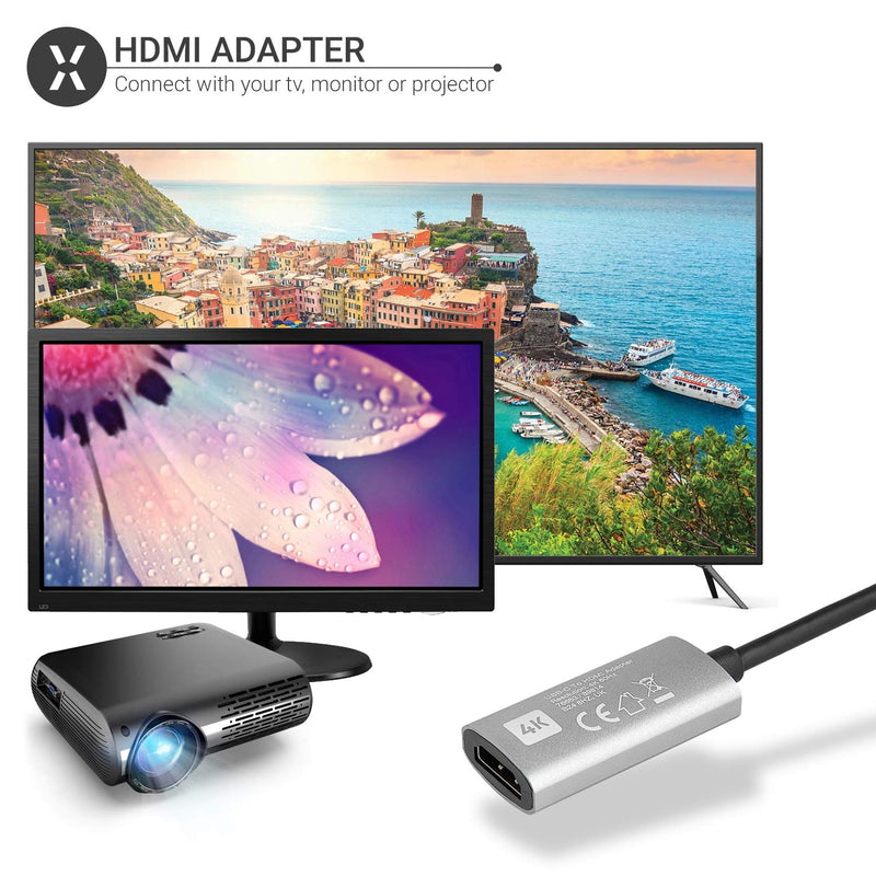 Olixar USB C to HDMI 4k 60Hz Adapter - Connect HDMI Cable to USB Type C Compatible Devices - Suitable for Smartphone, Laptop, MacBook 16/15 / 13 Pro etc. Display on TV, Monitor, Projectors etc