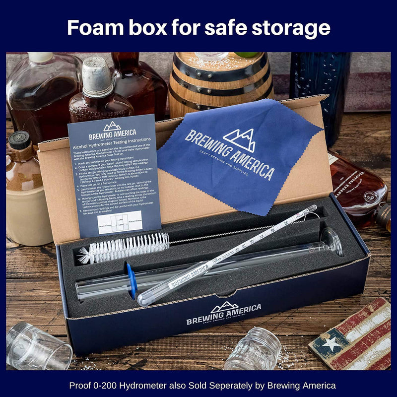 Hydrometer Alcohol Meter Test Kit: Distilled Alcohol American-Made 0-200 Proof Pro Series Traceable Alcoholmeter Tester Set with Glass Jar for Proofing Distilled Spirits - Made in America