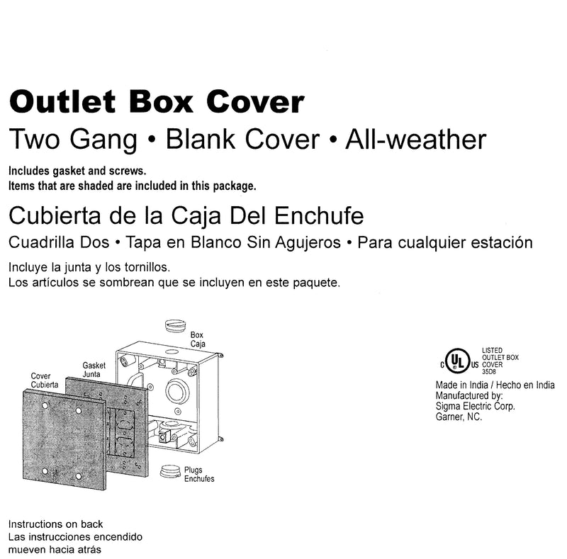 Sigma Engineered Solutions, Gray 14340 2-Gang Rectangular Stamped Weatherproof Cover
