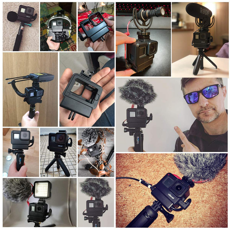ULANZI V2 Multifunctional Vlogging Case w Cold Shoe Mount for Microphone LED Video Light,Wire Connectable Frame Housing Shell Mount Cage for Gopro Hero 7 6 5 Action Camera Video Vlog Creator Setup