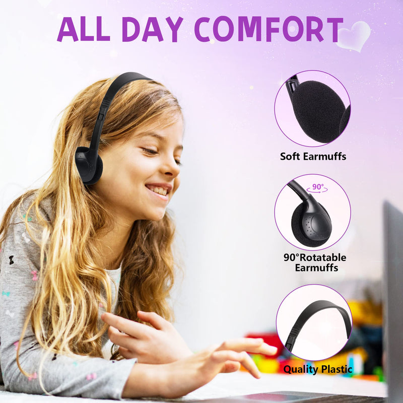 ZXQZYM Kids Headphones Bulk 10 Pack for School Students Children Teen Boys Girls, Wholesale Bulk Headphones for Classroom Earphones (Black)