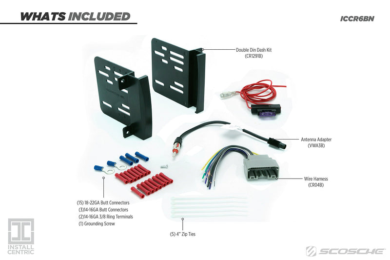 SCOSCHE Install Centric ICCR6BN Compatible with Select Chrysler/Dodge/Jeep 2007-14 Double DIN Complete Stereo Installation Solution for Installing an Aftermarket Stereo Complete Installation Kit