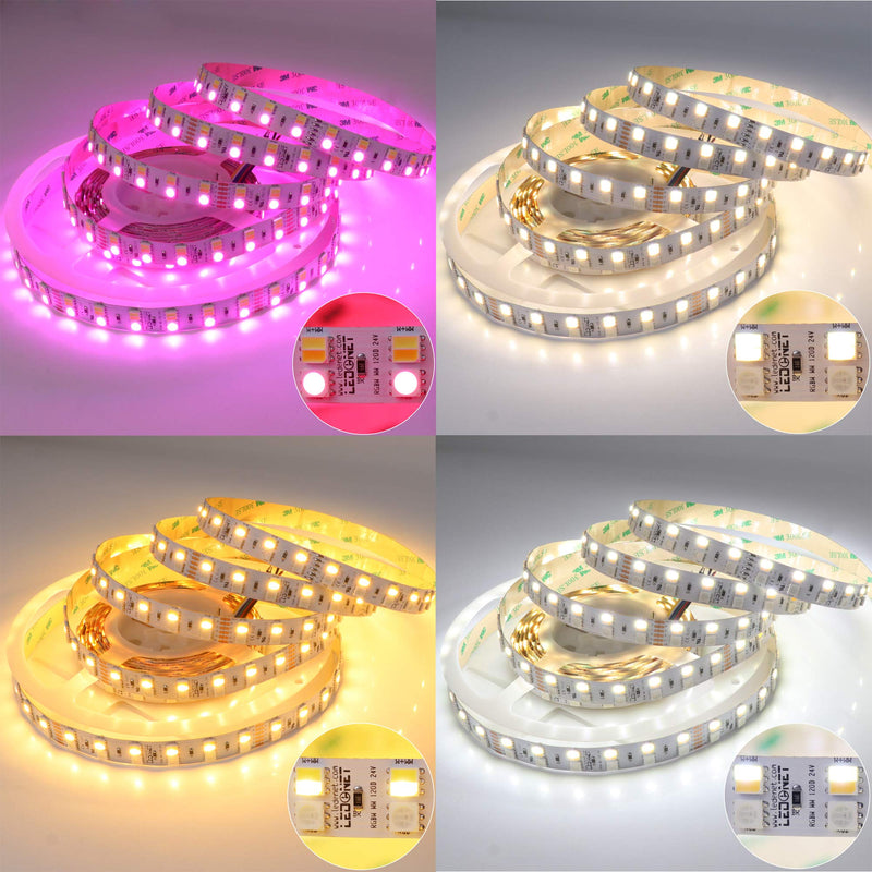[AUSTRALIA] - LEDENET Double Row 24V RGBCCT Flexible LED Strip Lights 600LEDs/spool 5050 RGB CW WW Color Changing and Color Temperature Adjustable RGBW RGBWW LED Tape Lighting Non-Waterproof 16.4ft Long 