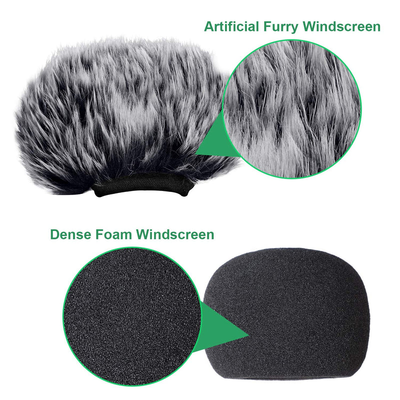 [AUSTRALIA] - ChromLives Microphone Windscreen, Furry Windscreen Muff Wind Cover + Foam Microphone Windscreen Cover Compatible with Zoom H1 H1n Apogee Mic and More, Furry & Foam 2Pack windscreen for h1 