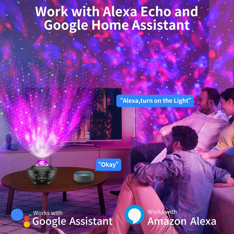 Galaxy Projector, 3 in 1 Smart Star Projector Sky Lite with Alexa, Google Assistant for Baby Kids Bedroom/Game Rooms/Home Theatre/Night Light Ambiance with Bluetooth Music Speaker Black
