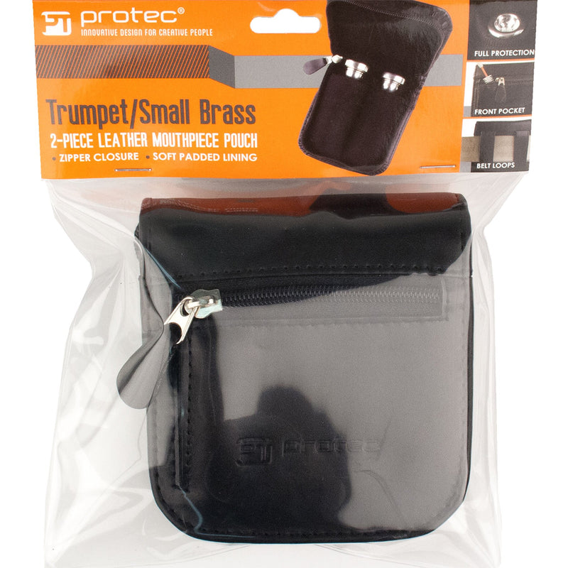 Protec Trumpet/Small Brass Multiple (2-Piece) Leather Mouthpiece Pouch with Zipper Closure, Model L220