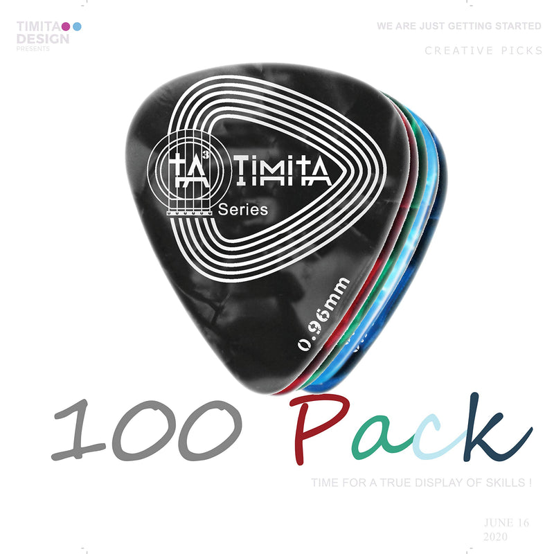 Guitar Picks 100 Pack Assorted Thickness, Thin Heavy Medium Guitar Pick Made of Premium Celluloid, Variety Guitar Picks Perfect for Beginners Playing Acoustic Electric Guitar Bass and Ukulele