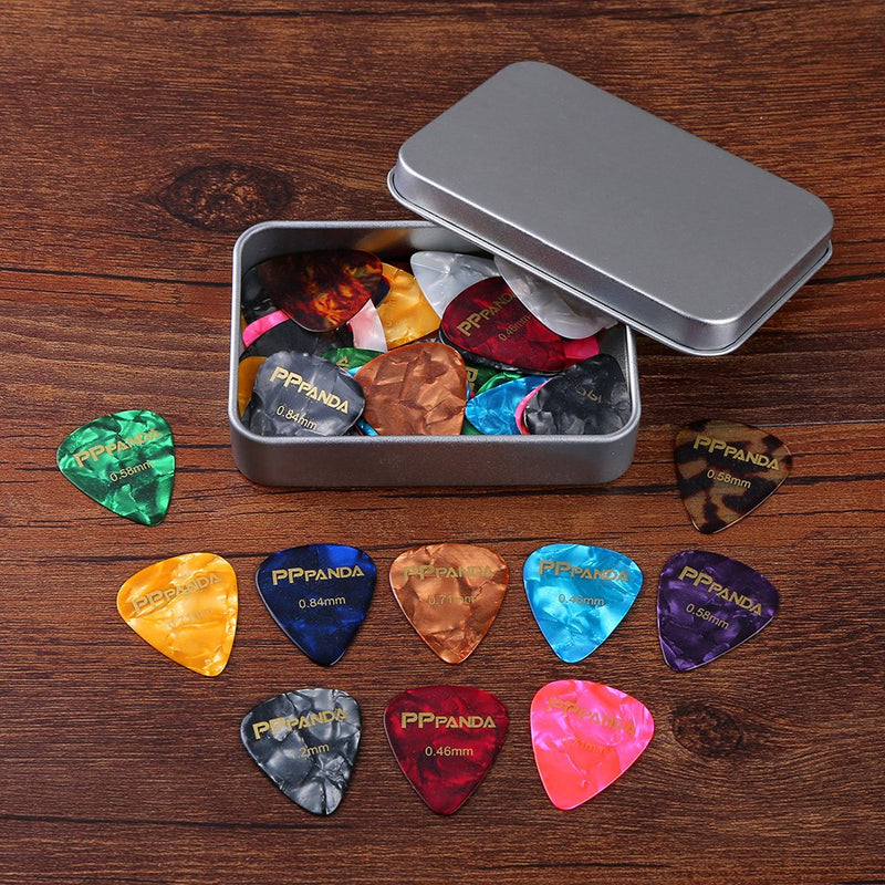 PPpanda Guitar Picks 48pcs, Guitar Plectrums for Your Electric, Acoustic, or Bass Guitar Thin, Medium, Heavy 0.46 0.58 0.71 0.84 0.96 1.2mm