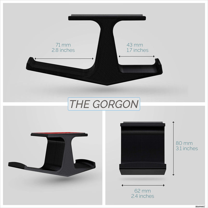 The Gorgon - Under Desk Gamepad Controller & Headphone Hanger, for Xbox, PS4, PS5, Dualshock, Series One, Steelseries, PC & Most Gaming Headsets, Screwless Holder Stand, Black by Brainwavz