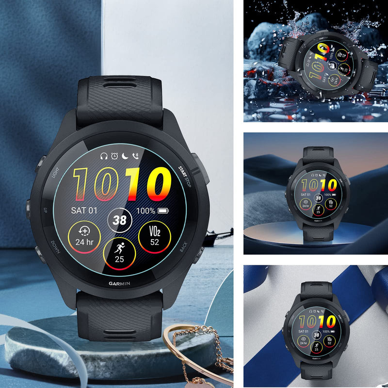 Suoman 3-Pack for Garmin Forerunner 265 Screen Protector, for Garmin Forerunner 265 Smartwatch Tempered Glass Screen Protector 2.5D 9H Hardness [Anti-Scratch]