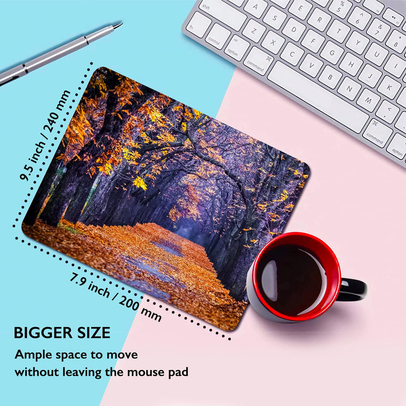 Autumn Trees Mousepads,Natural Scene Mouse Mat,Forest Square Waterproof Mousepad, Non-Slip Rubber Base Mouse Pads for Office Home Laptop, 9.5"x7.9"x0.12" Inch Autumn Trees