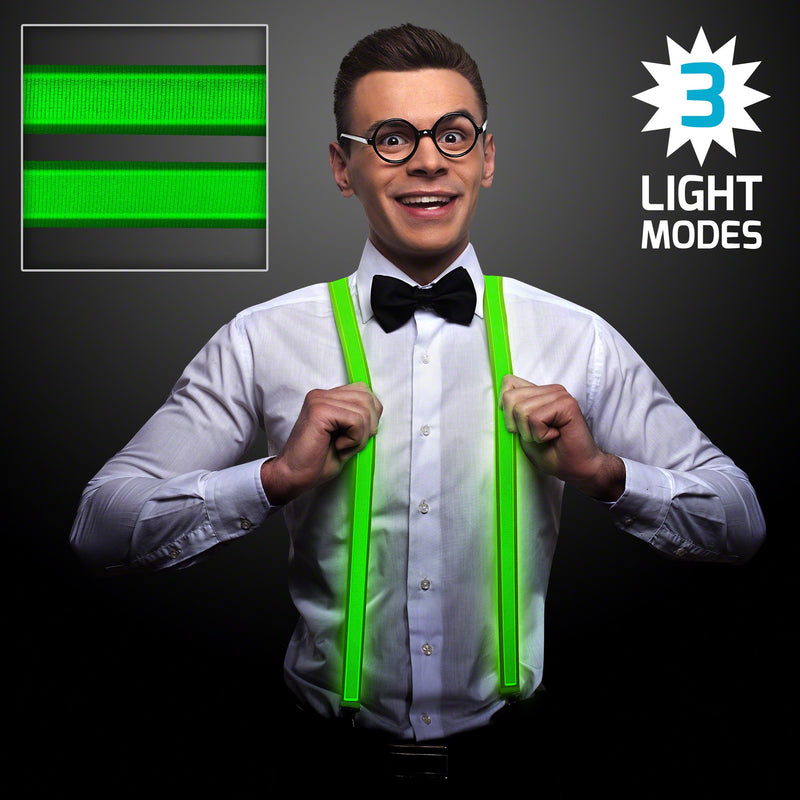 Green LED Light Up Suspenders