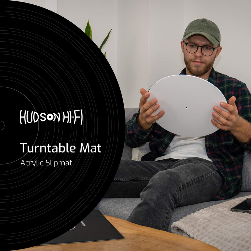 Acrylic Turntable Mat - White - LP Slipmat with Record Label Recess