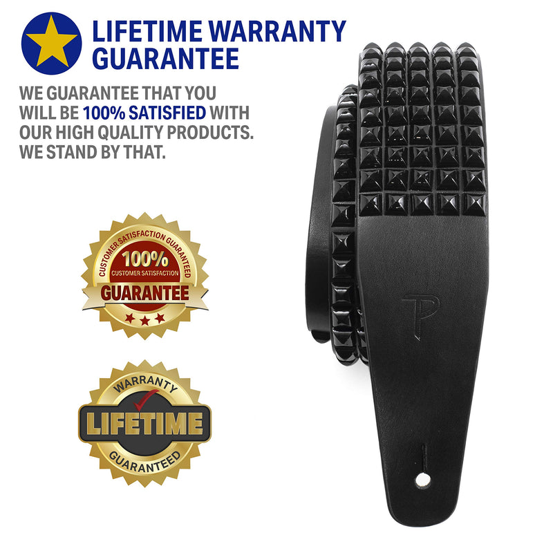 Perris Leathers P25STUD-7113 Studded Guitar Strap - 2.5" Black