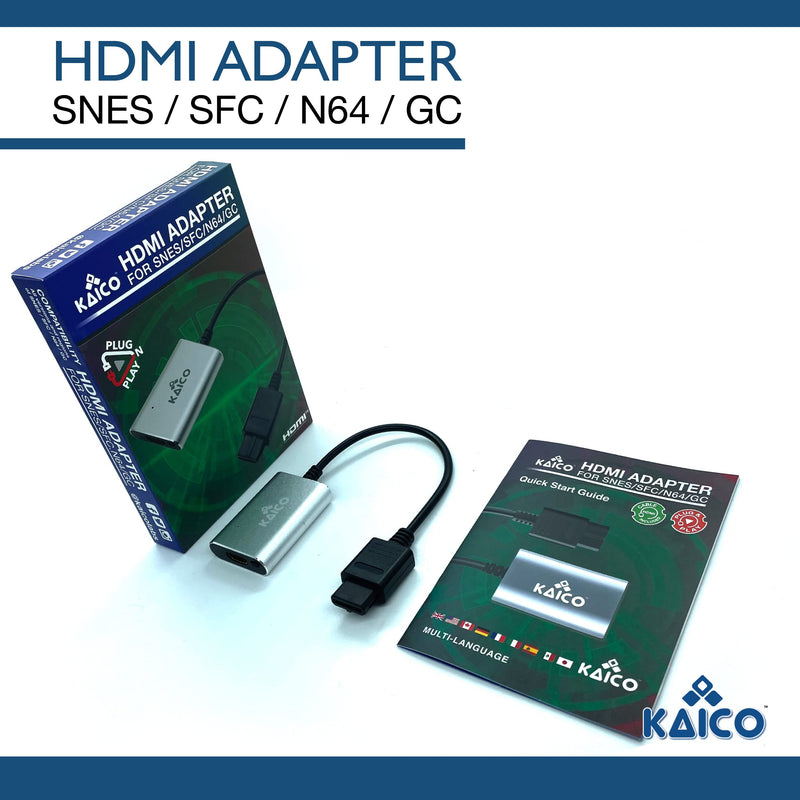 Kaico HDMI Adapter for Nintendo SNES Famicom SFC N64 and GC with S-Video and Composite Support - Passthrough Plug and Play HDMI Adaptor Convertor by Kaico