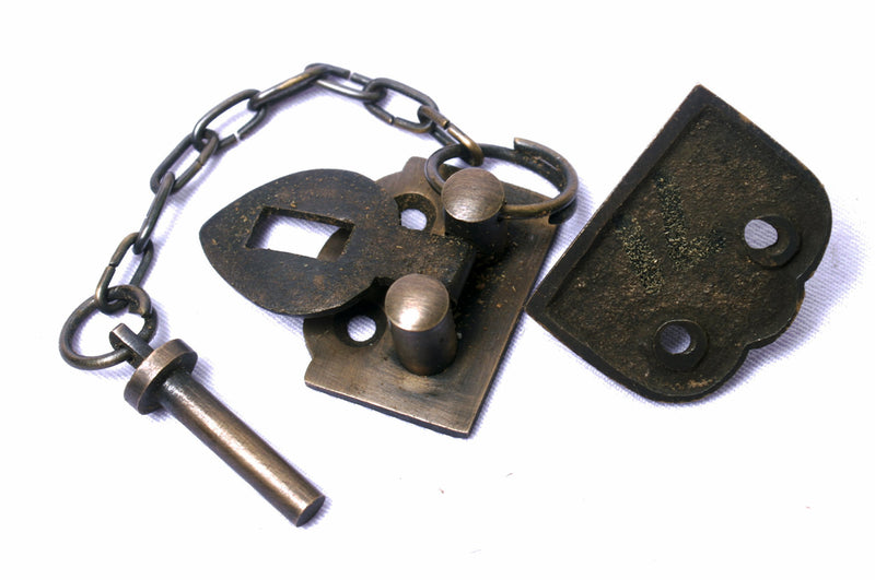 Small Trunk or Chest Hasp With Chain Pin by Nesha