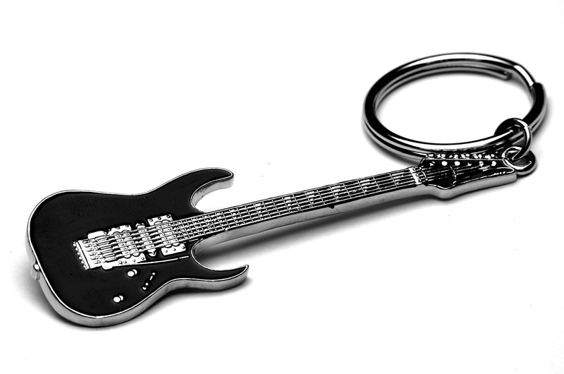 Ibanez Guitar Classic Rock Silver and Black Metal Keyring