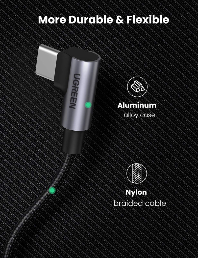 UGREEN USB-C to USB-C Cable 90 Degree 100W PD Fast Charging Cord for Apple MacBook Pro Air Huawei Matebook iPad Pro 2020 Chromebook Pixel 4 XL Samsung Galaxy S20 S10 Note 10 Switch 6FT