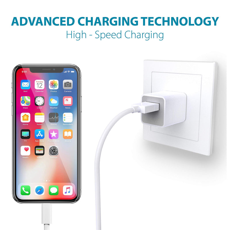 TT&C iPhone Charger Wall Block Fast Charging Certified Lightning Cable【 5ft 】Cord Data Sync Compatible with iPhone 12, 11, Xs Max, XR, X, 8, 8Plus 7, 7Plus 6, 6S, SE, 5S, 5C, iPad Mini, iPo