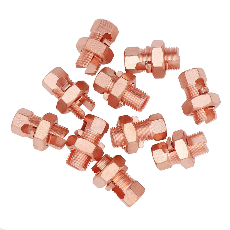 Kuejotty 10PCS Solid Copper Split Bolt Connector,Ground Wire Clamp-6AWG