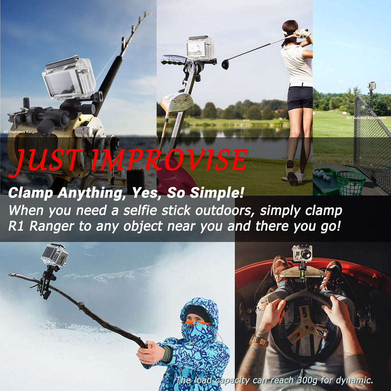 TAKEWAY Adjustable Camera Clamp Mount with 1/4 Screew Quick Release Bar Clamp Tabletop C Clampod for GoPro/Brinno/DSLR/MILC/SLR Camera, and More Action Camera R1