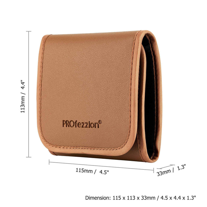 PROfezzion 3-Pocket Foldout Filter Pouch for 82mm Camera Lens Round Filter, Shock Resistant & Anti Scratch Photography Filter Case, Filter Carry Case with Microfiber Cleaning Cloth 3-Pocket for 82mm Lens Filter