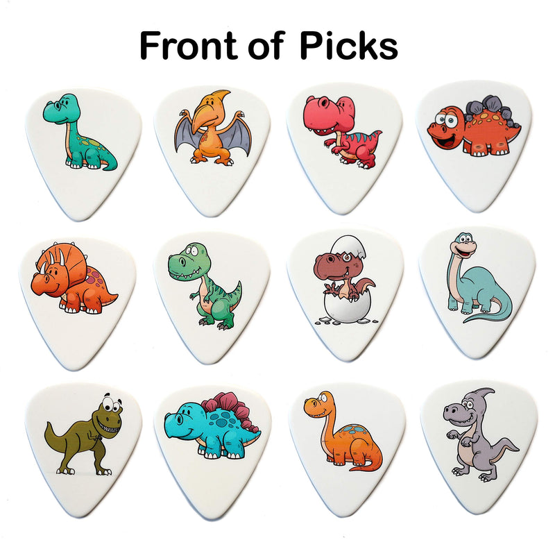 Dinosaur Guitar Picks Set of 12 Double Sided Harmony Picks Premium Plectrums