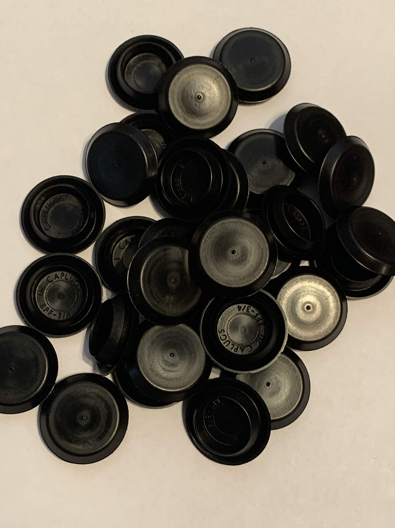 100 3/4" Black Plastic Flush Type Hole Plugs 1" Head