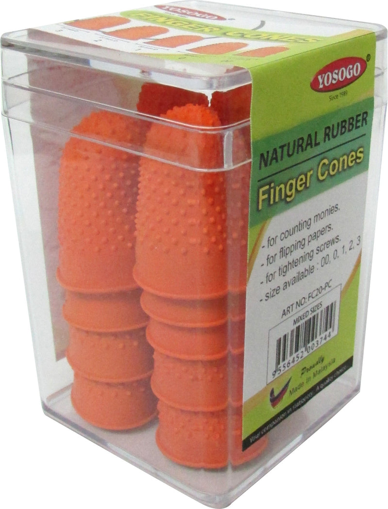 Pack of 20 Studded Natural Rubber Finger Cone Thimblettes in 5 sizes For Note Counting and Page Turning