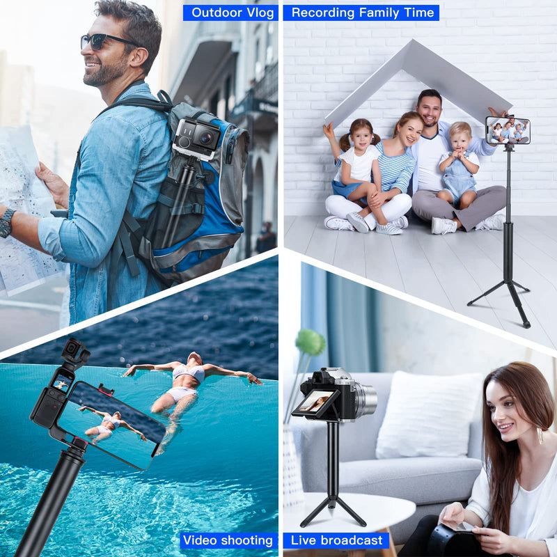 Aureday Tabletop Tripod with Osmo Pocket Battery Grips, Phone Tripod with Battery Handle Grips, Compatible with Cameras,Cell Phones,Osmo Pocket and Go Pro, for YouTube,TikTok,Video Vlog,Live-streaming