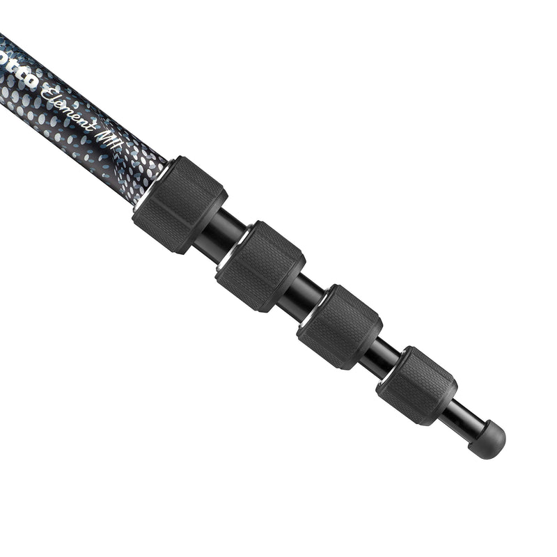 Manfrotto Element MII MMELMIIA5BK, Lightweight 5-Section Aluminium Travel Camera Monopod, with Wrist Strap, Rubber Grip, Twist Locks, Load up 15kg, for Compact Cameras, Mirrorless, DSLR